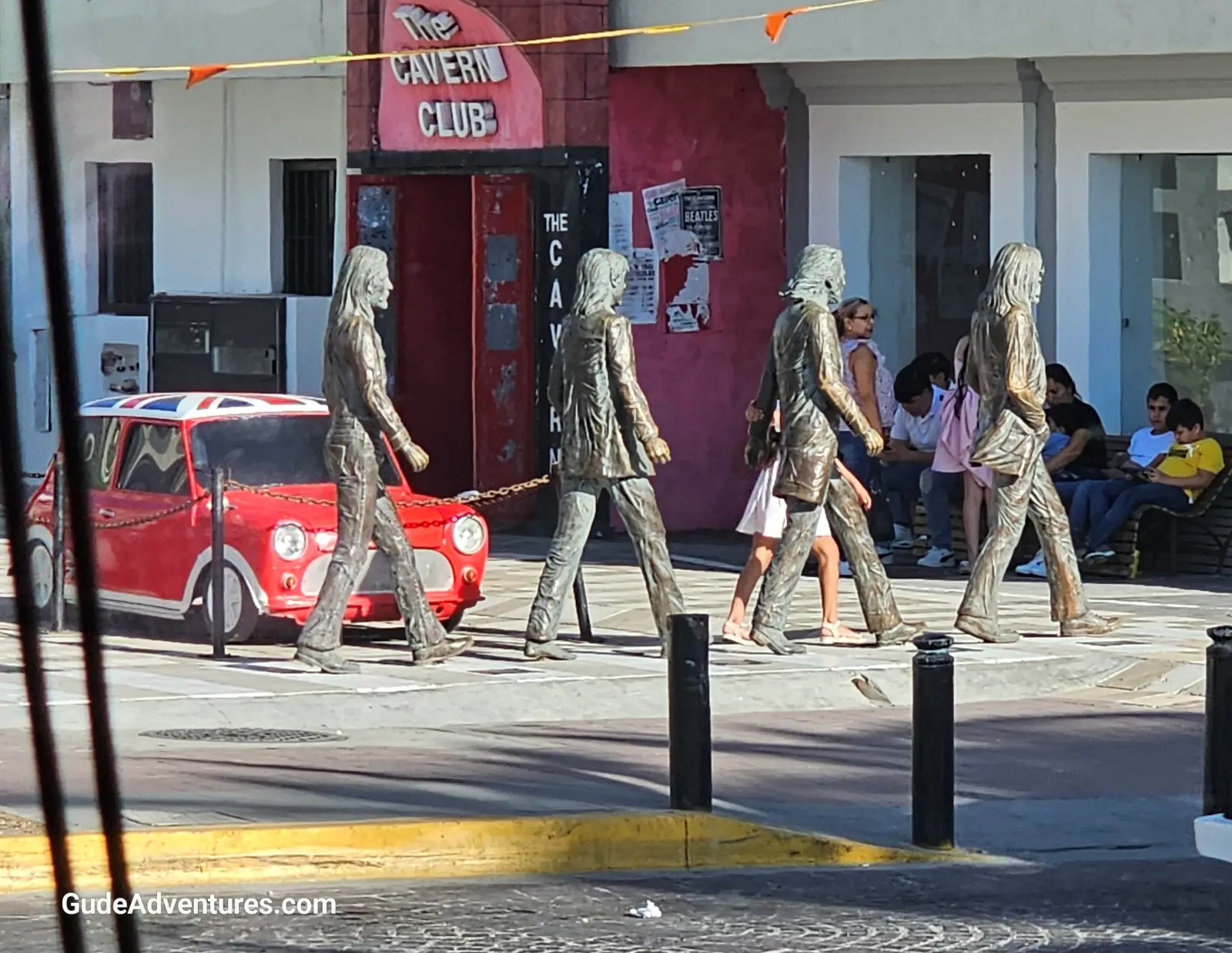 Callejon Liverpool Beatles statue and Cavern Club in Mazatlan