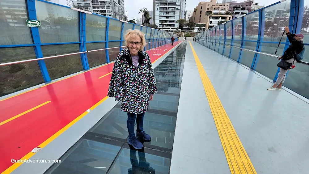 Glass floor of the Puente de la Paz pedestrian bridge