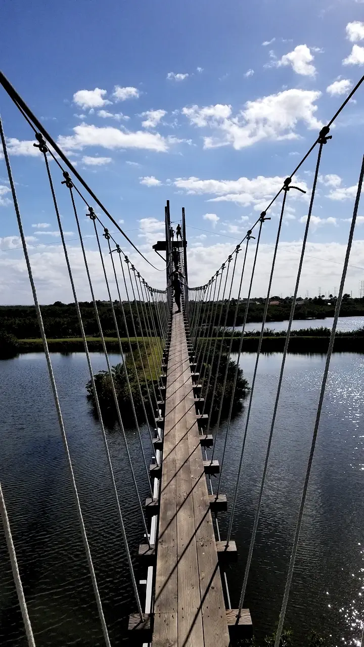 Swinging bridge over the water at Mobbly Bayou