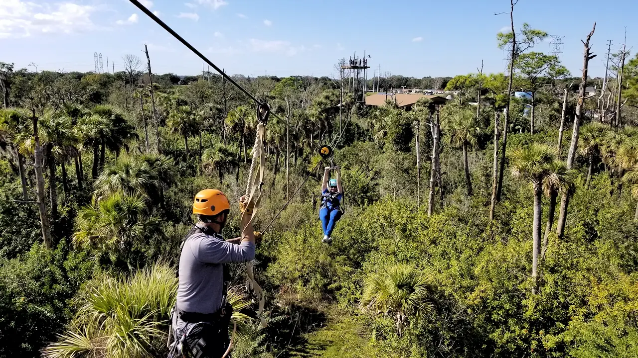 Ziplining through the treetops at Mobbly Bayou