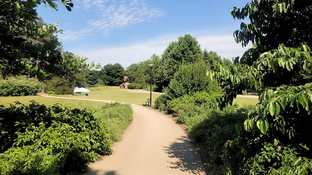 Pathway through the gardens  at the Morton Arboretum