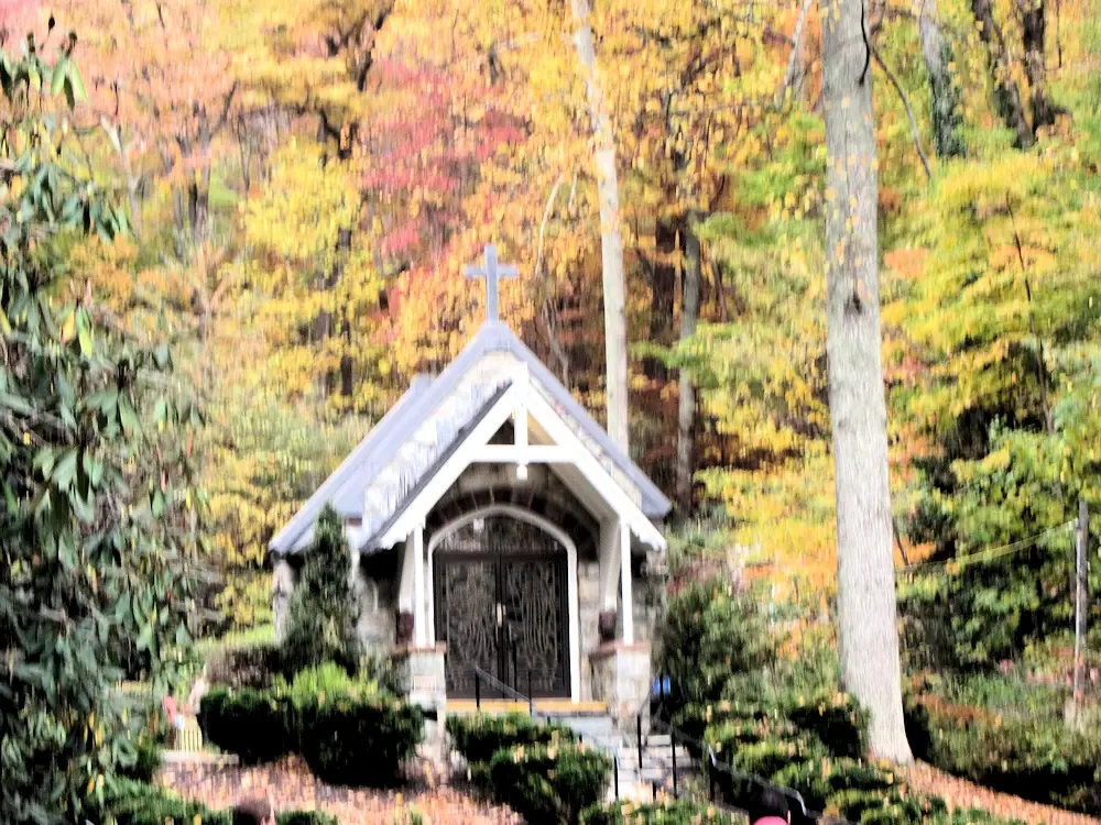 National Shrine Grotto of Our Lady of Lourdes chapel on the hill