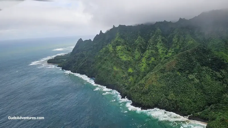 The Na Pali Coast shoreline