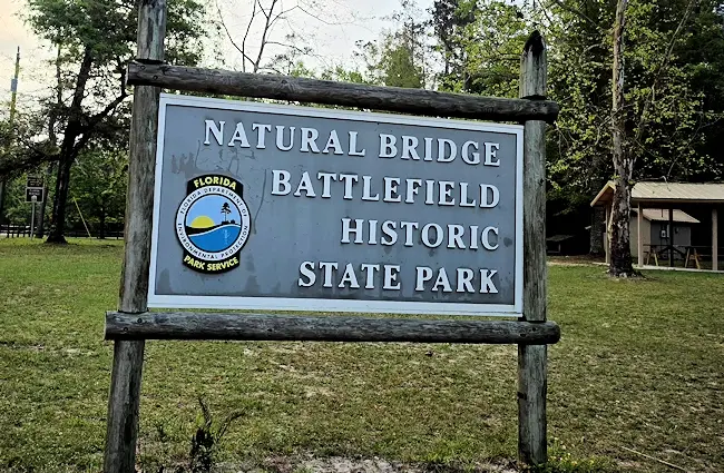 Entrance to Natural Bridge Battlefield Historic State Park.