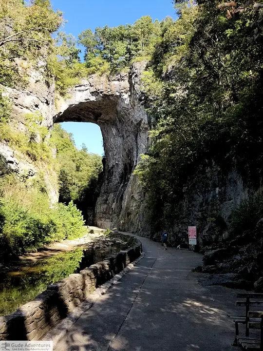 The Natural Bridge in Cedar Creek Gorge is 215 ft tall