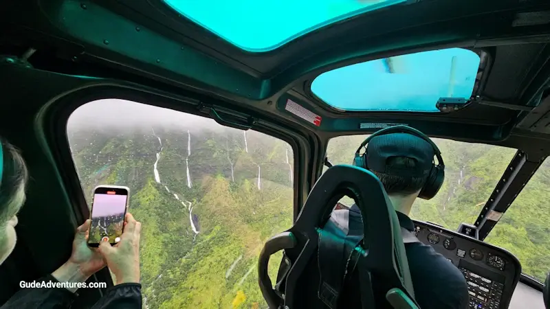 View of the waterfalls from the helicopter