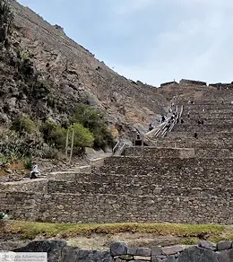 Stairs on the left side of the terraces up to the Temple Hill