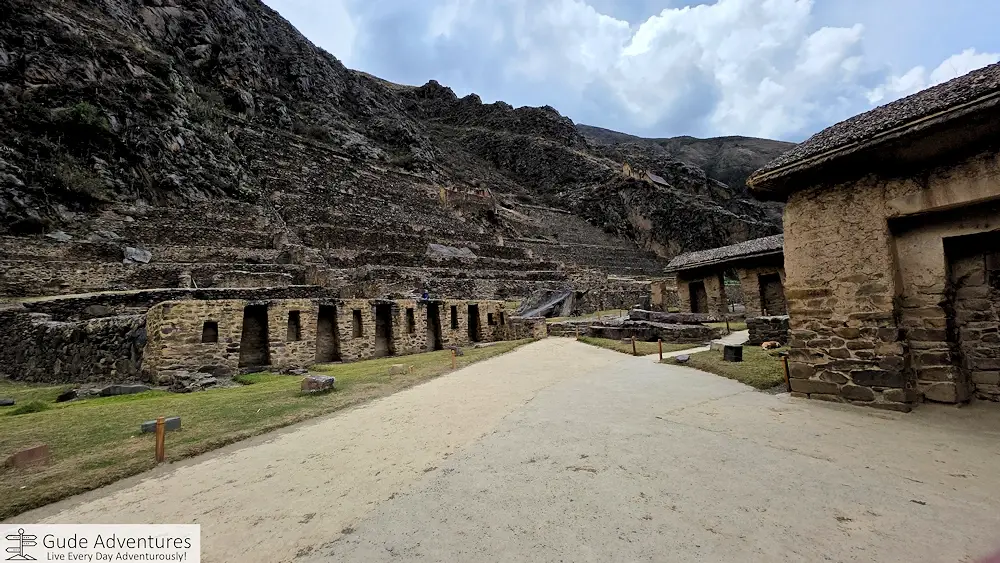 Buildings at the base of the terraces