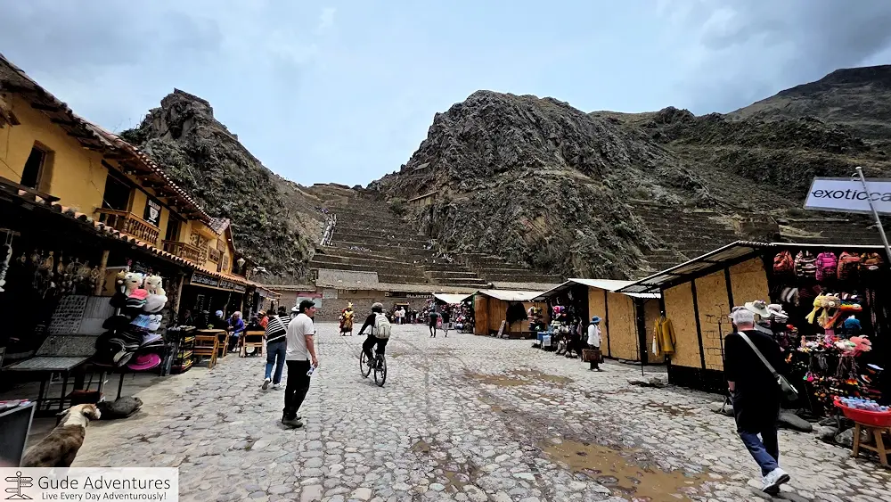 View of the Ollantaytambo terraces from the town