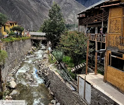 The Urubamba river flowing thru the town of Ollantaytambo