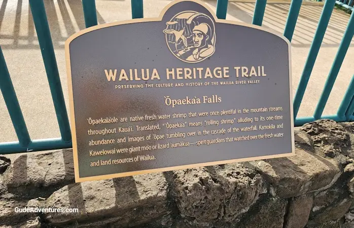 Opaekaa Falls sign