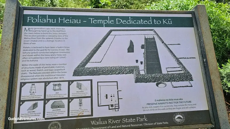 Poliahu Heiau temple sign