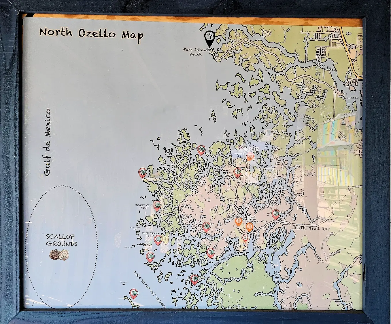 Map of Ozello islands and Scallop grounds