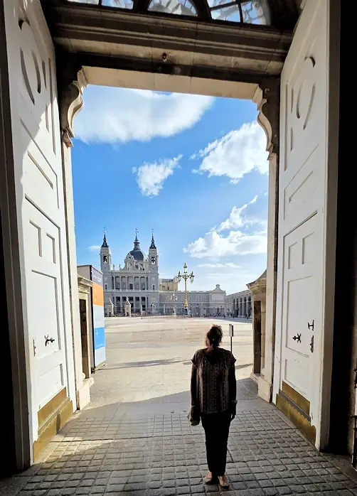 Entrance to the Palace with the Plaza de la Armeria and Catedral de Santa Maria la Real de la Almudena
