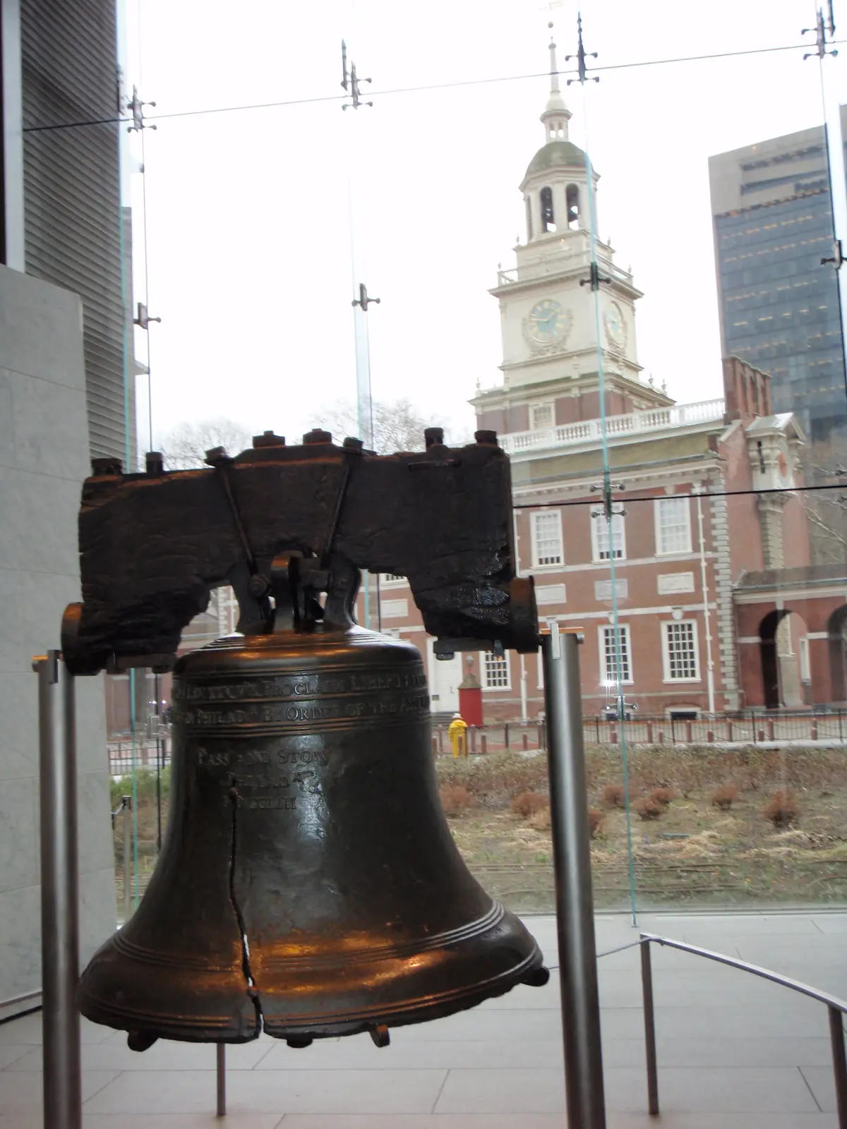 The Liberty Bell and Independence Hall.