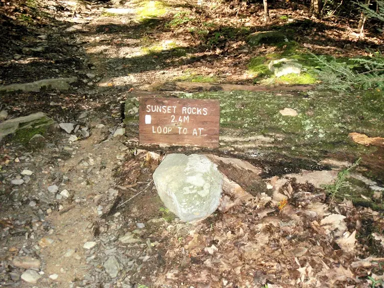 Sunset Rocks trail is a challenging loop off of the Appalachian trail