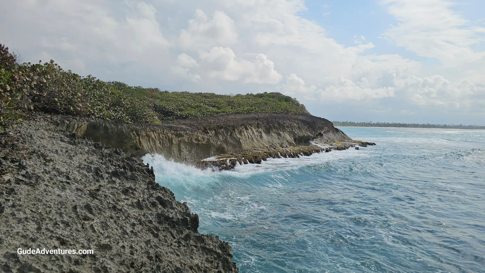 The cliffs along the shore.