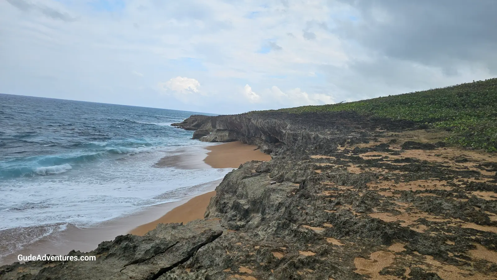 Cueva Escondida and the beach at the cave near Playa Vacia Talega Puerto Rico