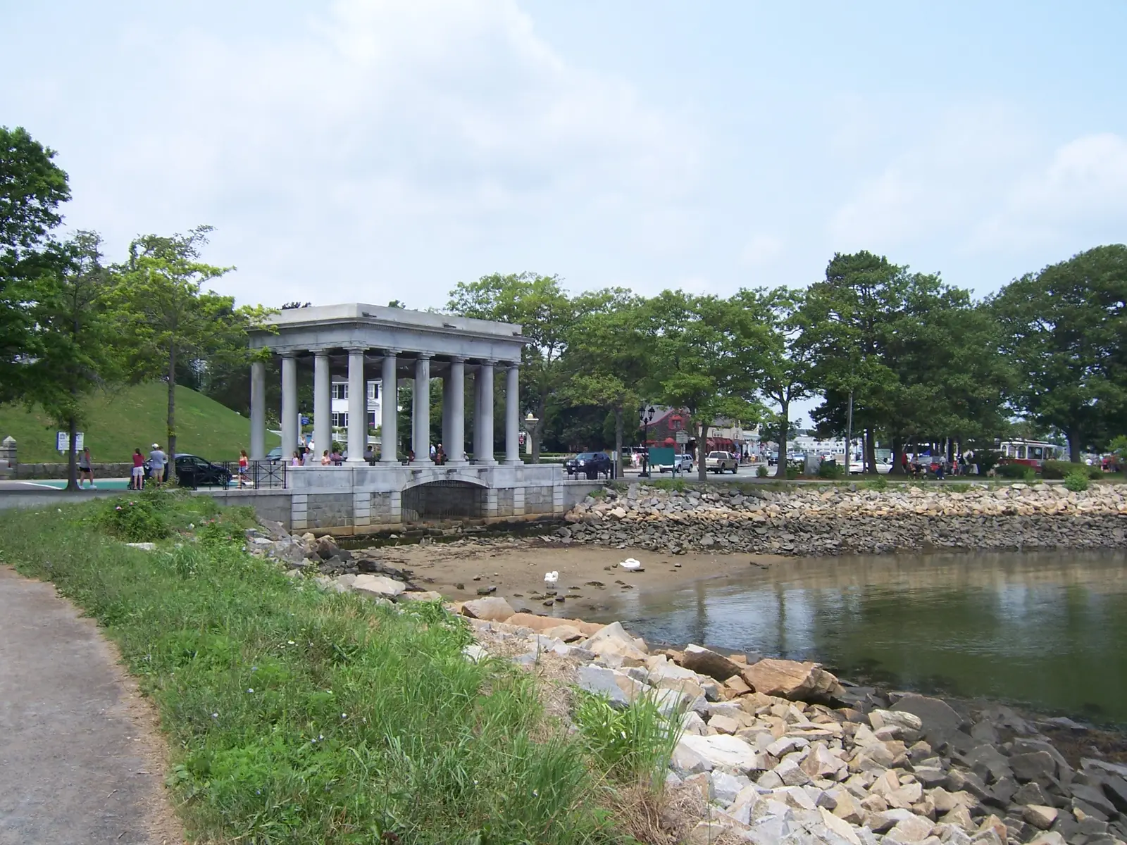 The monument over Plymouth Rock.