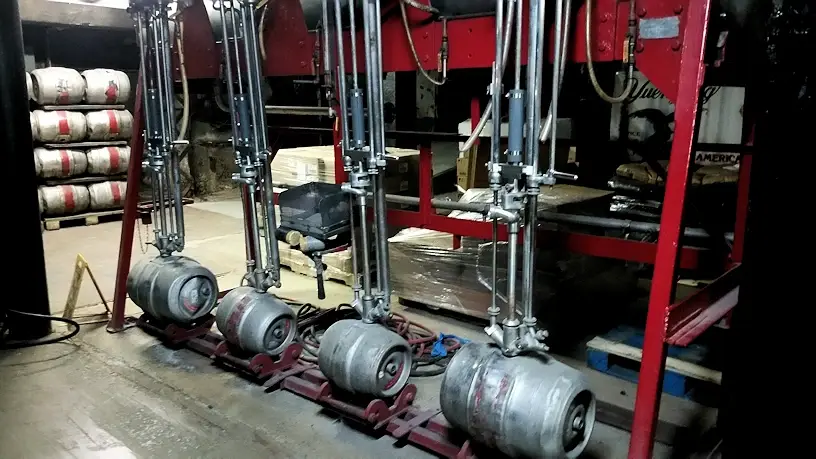 Kegs being filled with beer