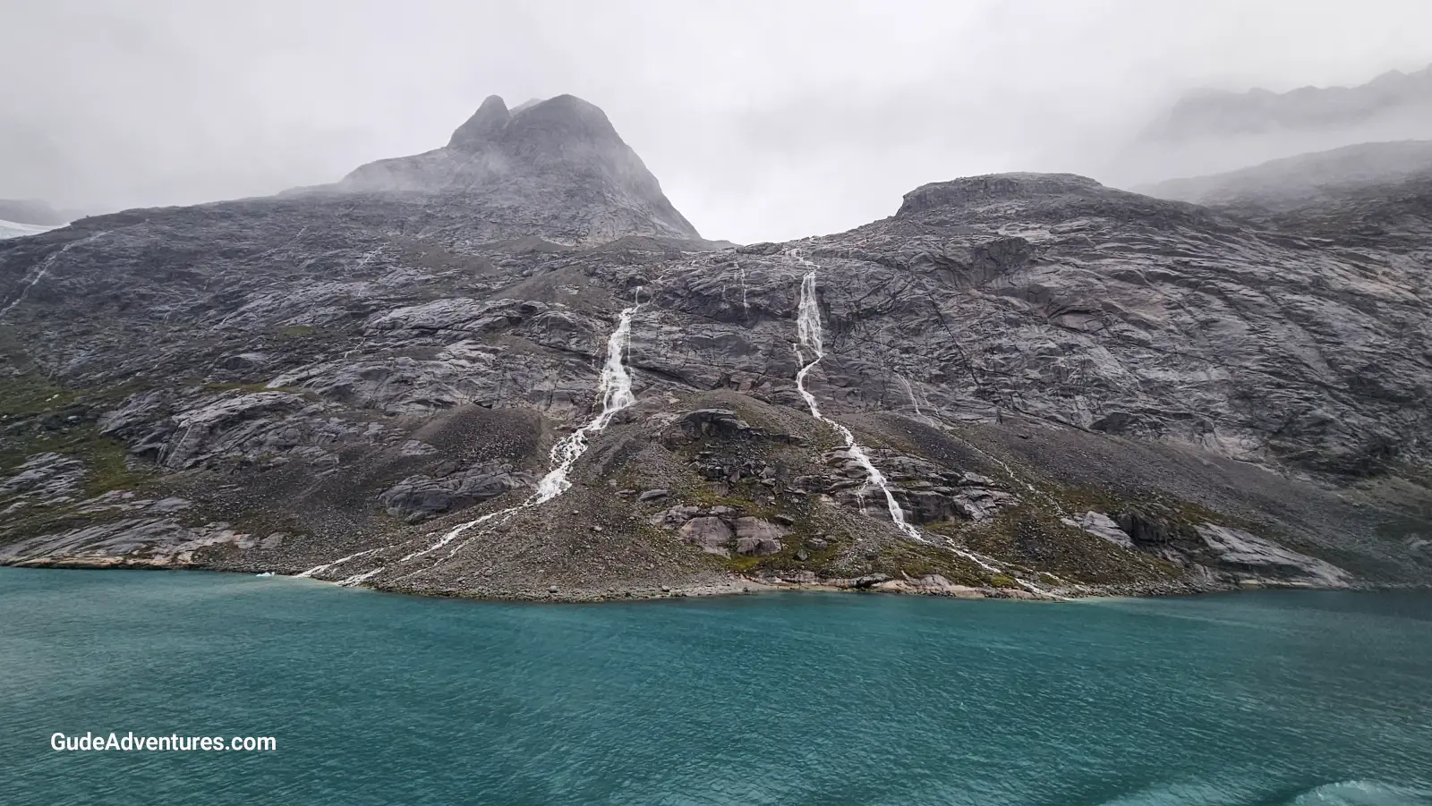 Twin waterfall in the fjord