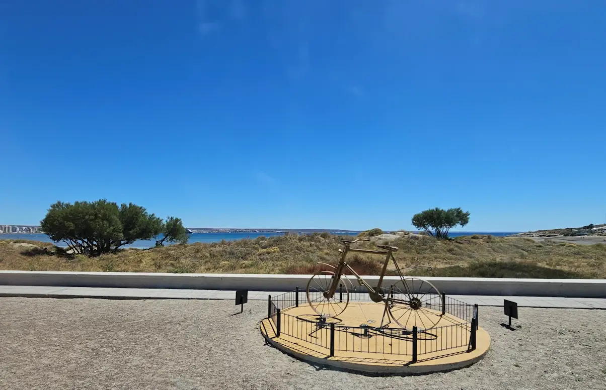 Bicycle sculpture near the coast