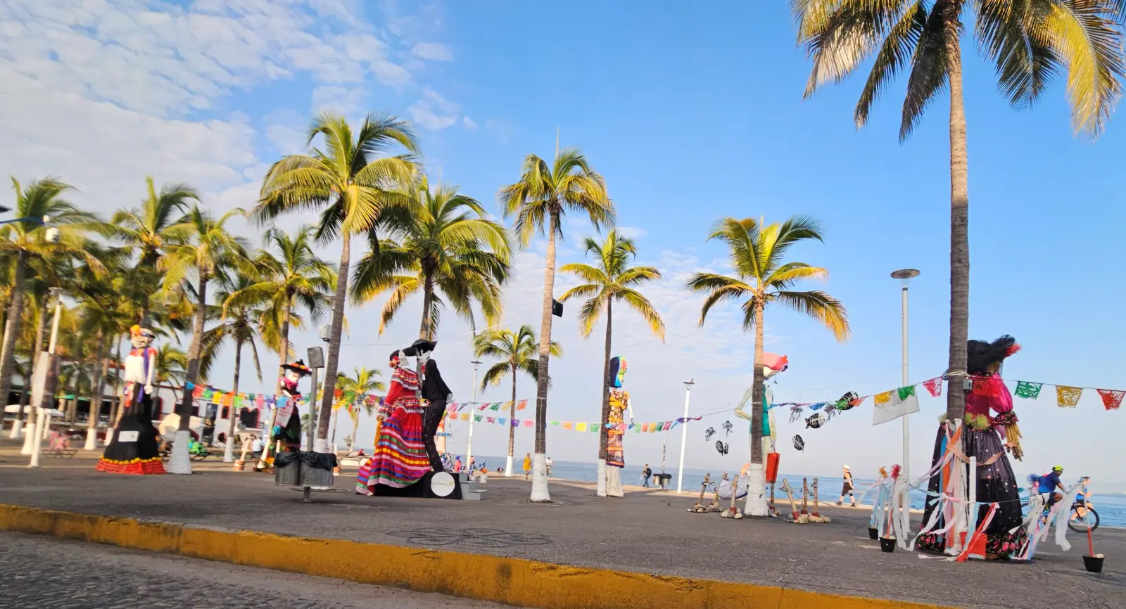 Day of the Dead decorations along the Malecon