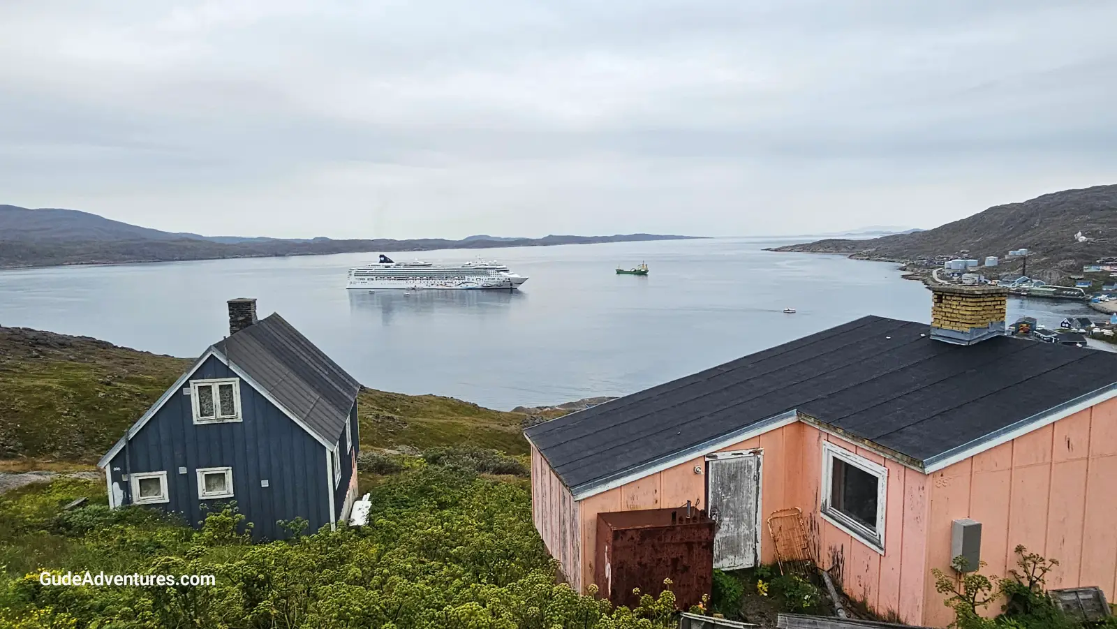View of the harbor from the hillside.