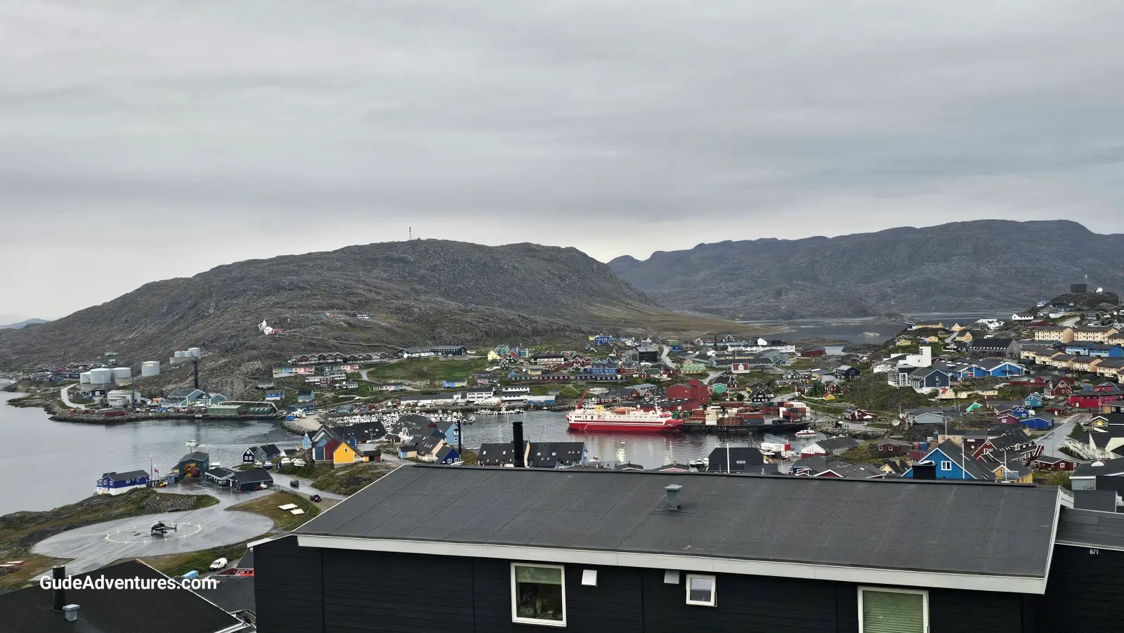 View of the town from the hillside.