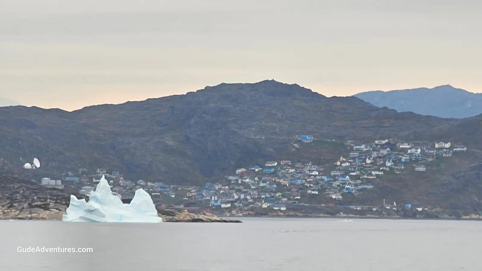 View of Qaqortoq from the fjord from the fjord.