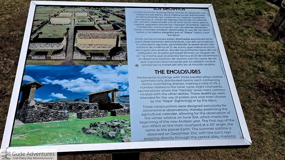 Information on the enclosures or storehouses (qollqas) at Raqchi 