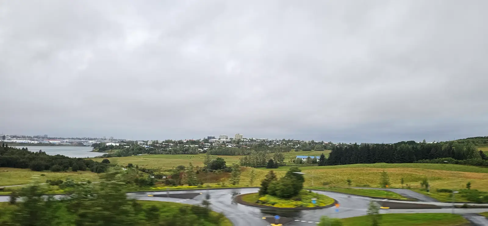 Traffic circle in the suburbs of Reykjavík