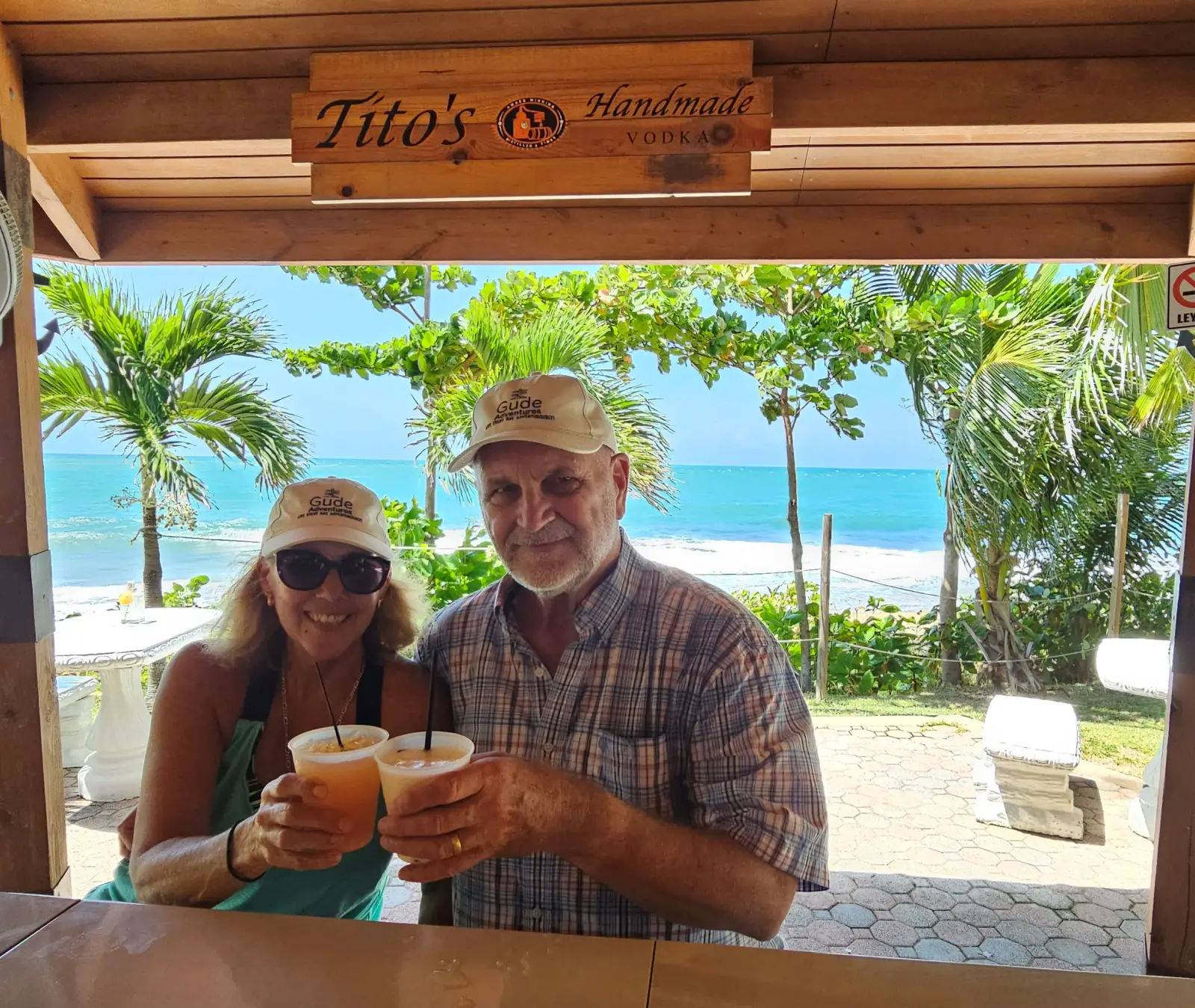 Having drinks and appetizers at Rincon Beach