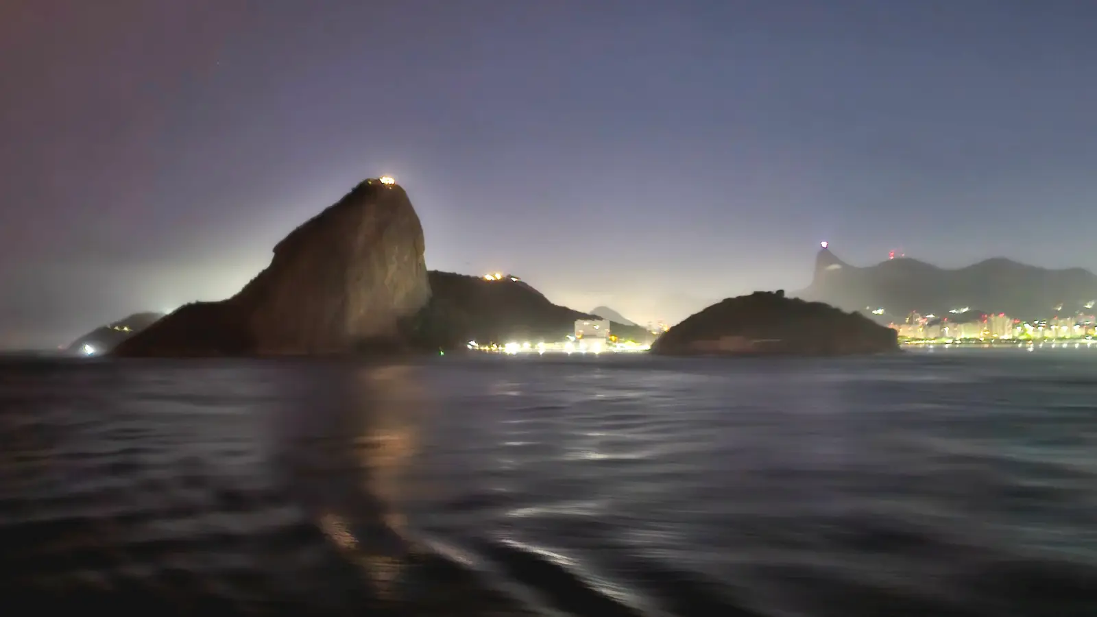 View of Rio de Janeiro from the harbor at night