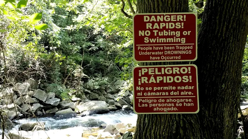 Deer Creek warning sign at Rocks State Park