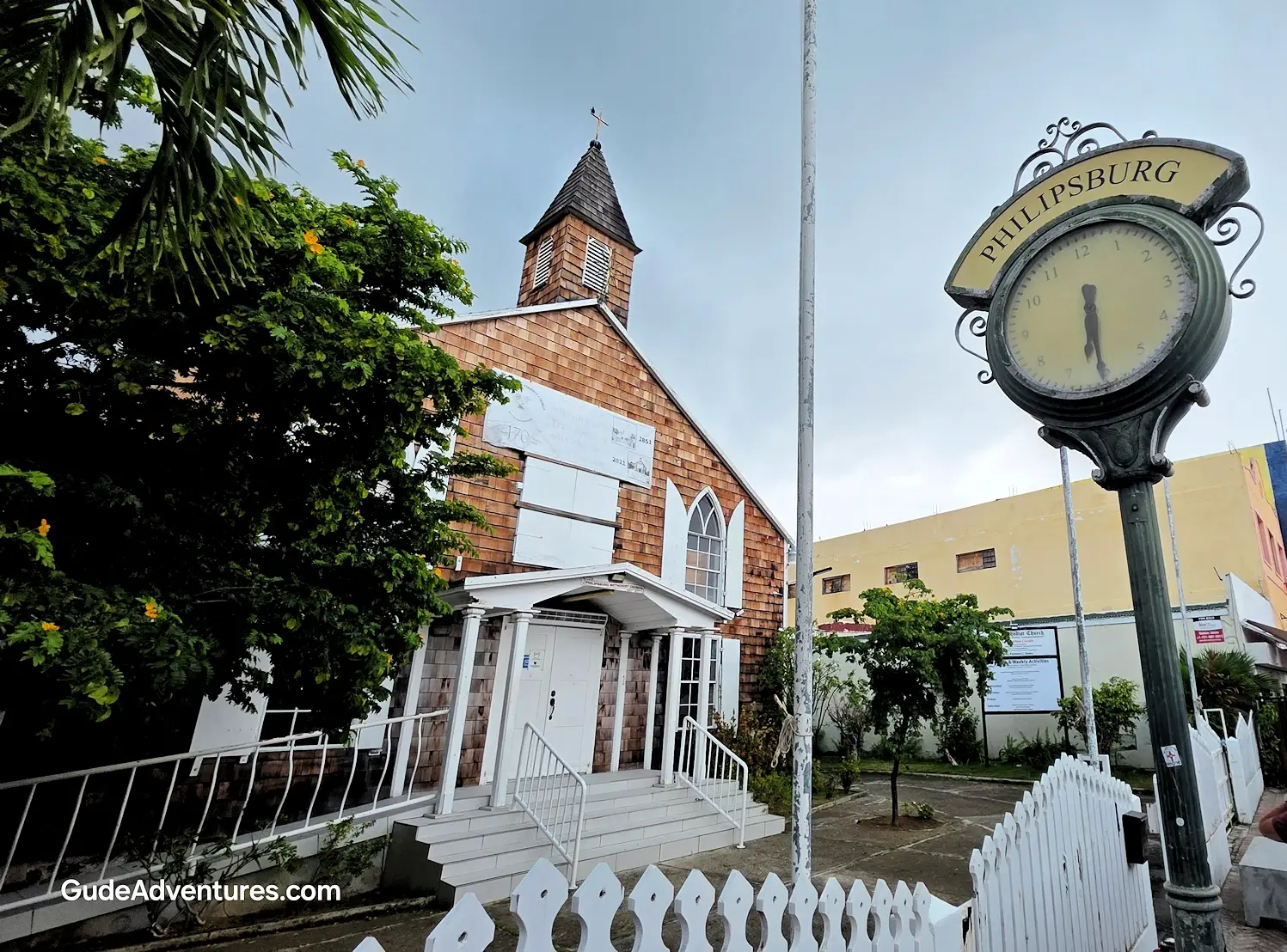 Methodist Church and clock on Front Street in Philipsburg