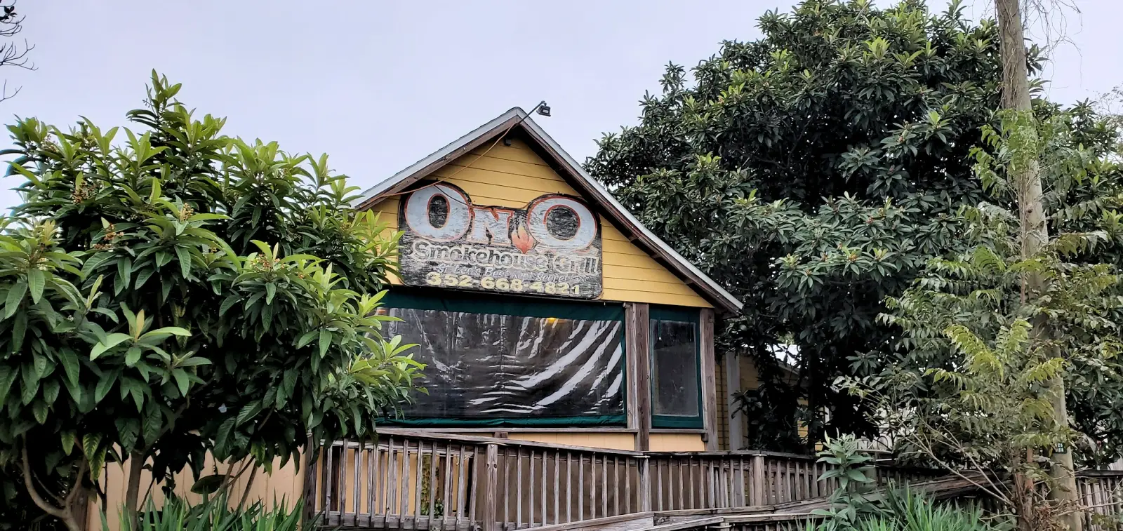 One of the early homes is now a barbeque restaurant