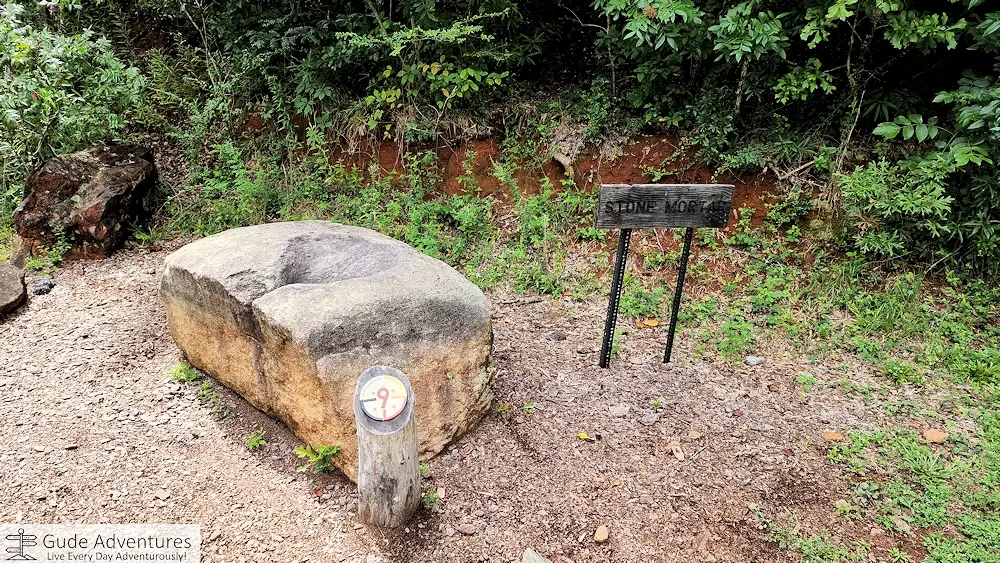 Prehistoric stone mortar at Hagood Mill