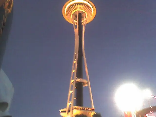 Space needle at night
