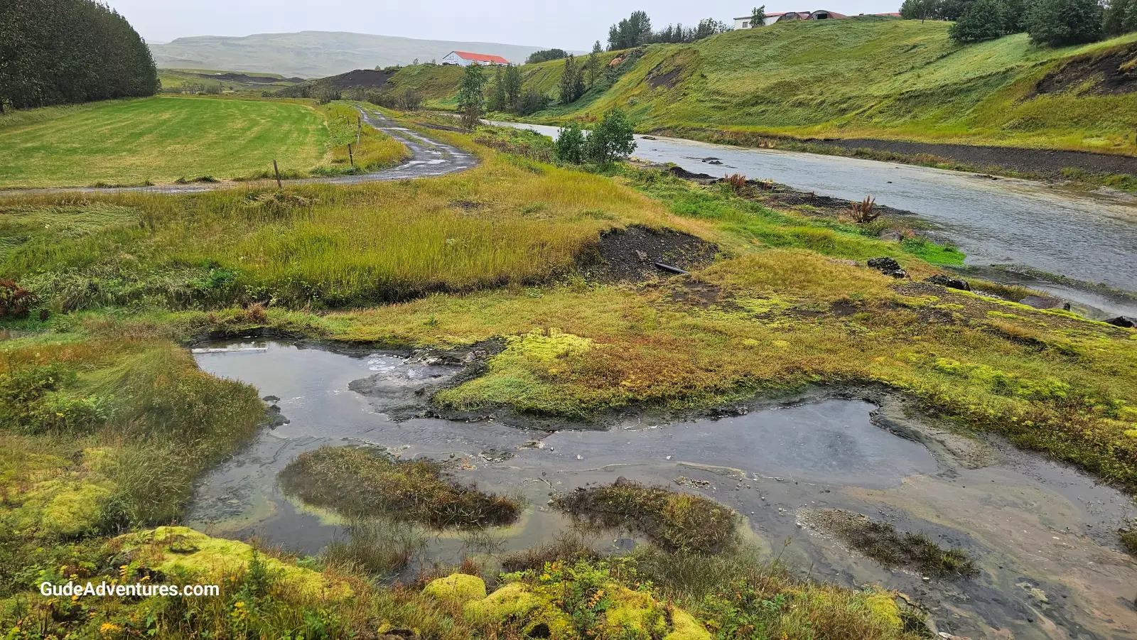 Hot springs emptying into the river.
