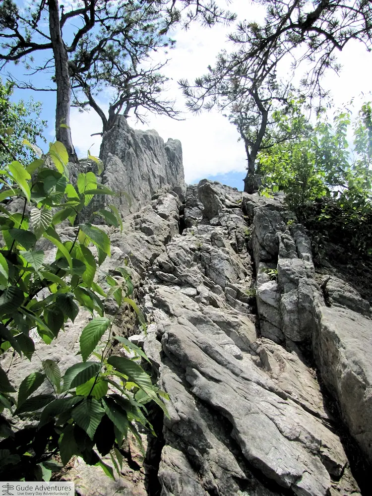 The top of the rocks