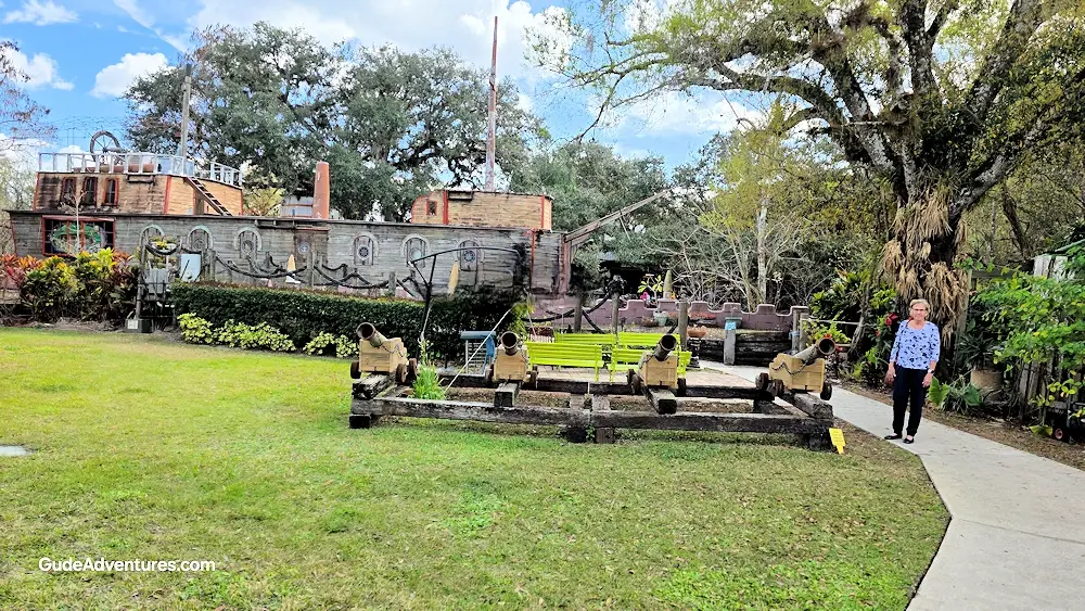 Cannons in front of the Boat-in-the-Moat Restaurant