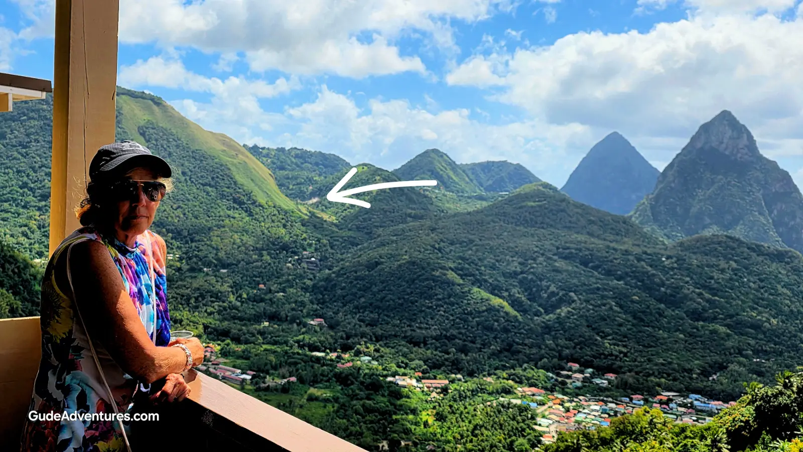 View of the caldera and Pitons at Soufriere from the Beacon Restaurant