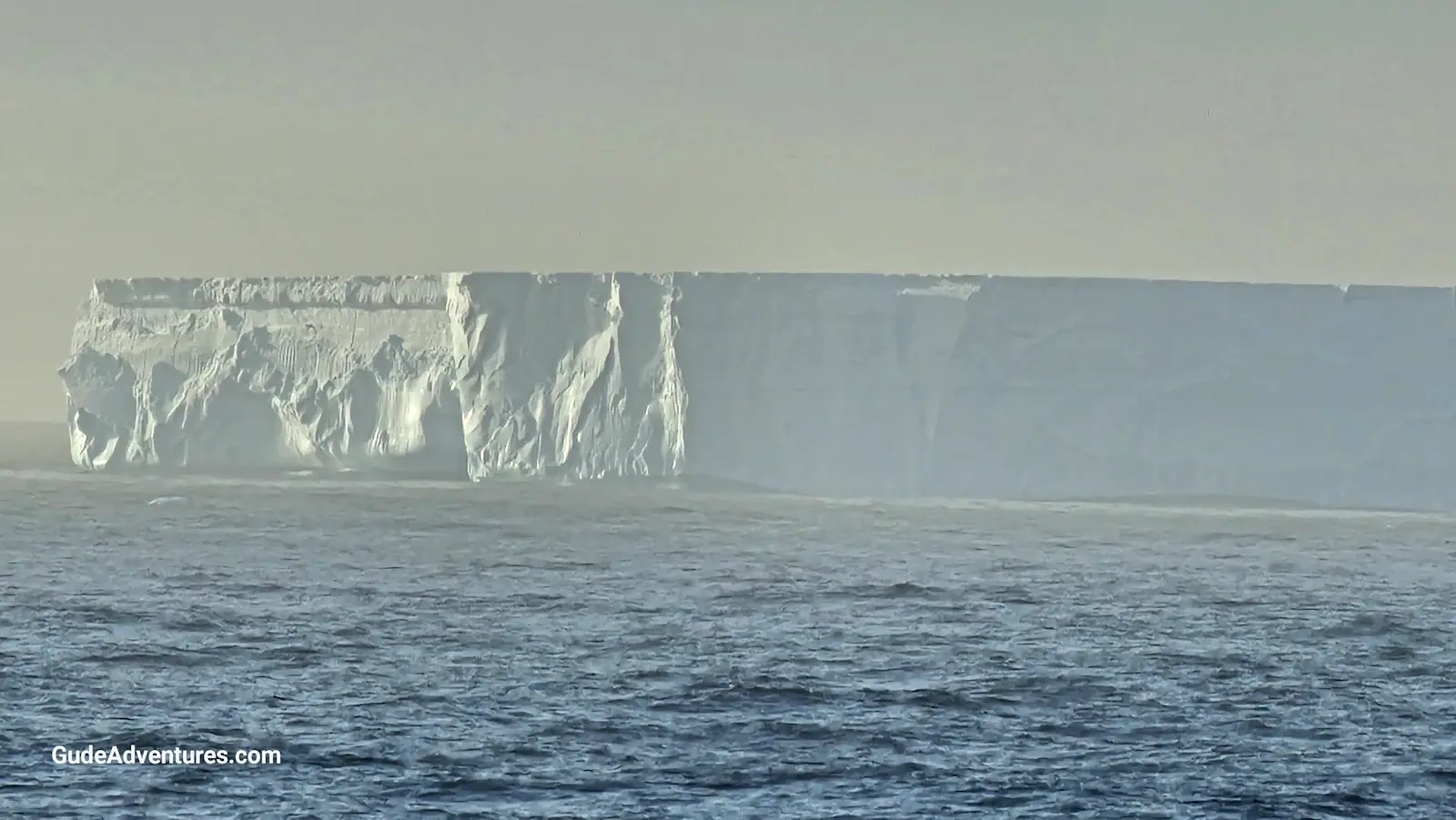 Closer view of the mile long iceberg.