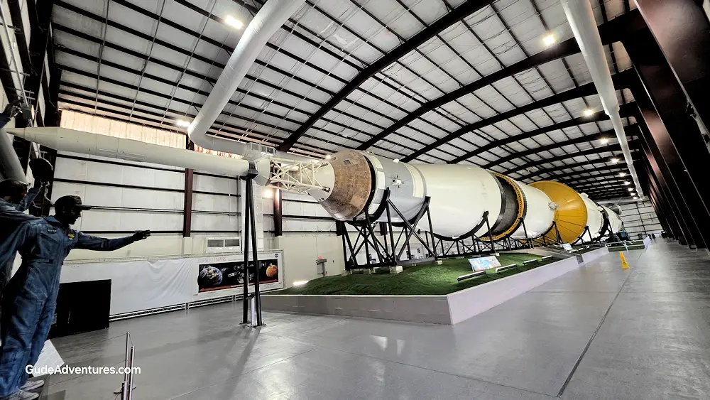 Top of the Saturn V rocket in the George Abbey Rocket Park