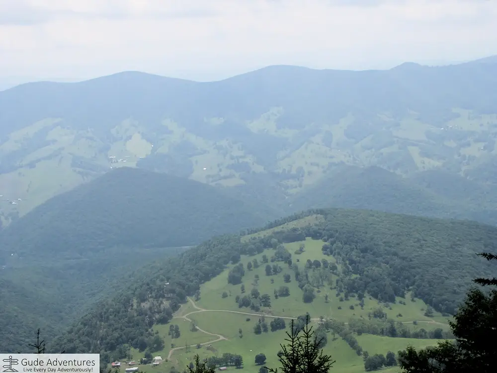 View of the mountains across the valley