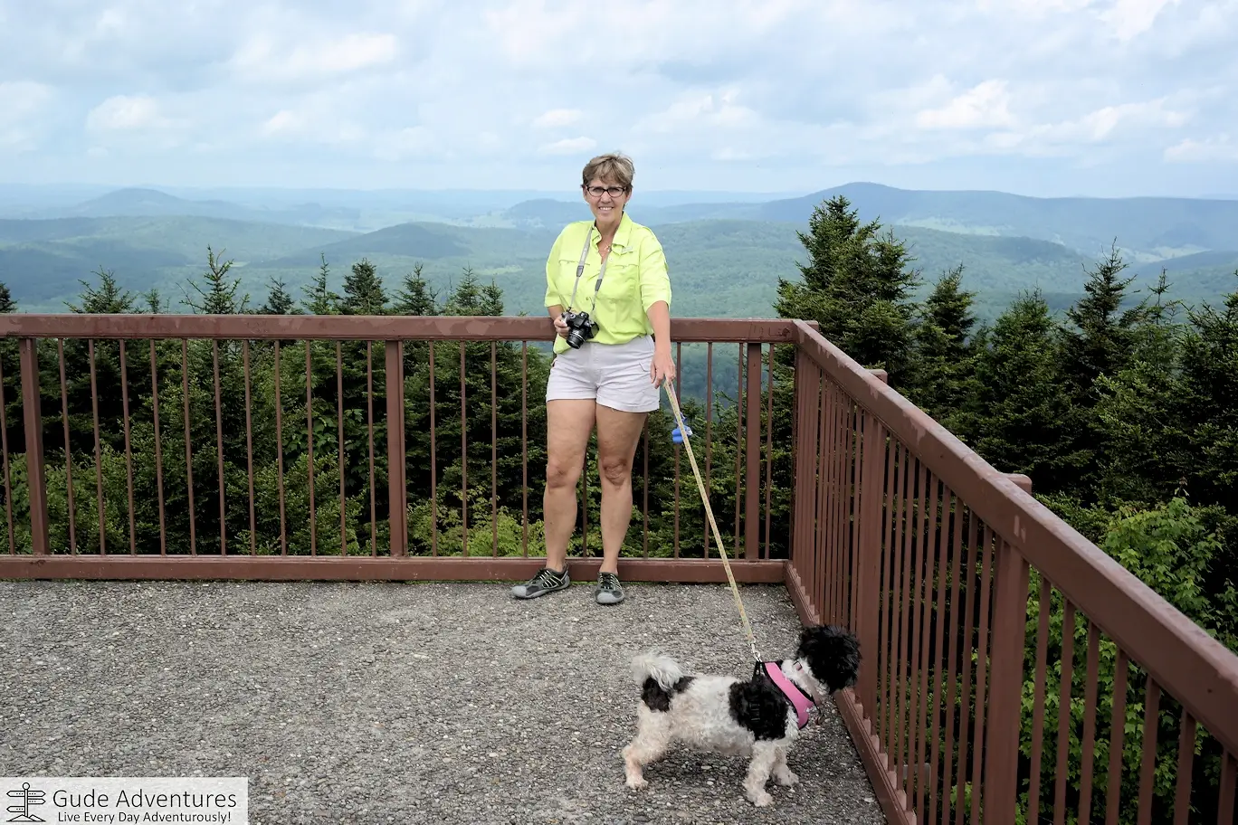 At the top of of the observation tower on Spruce Mountain