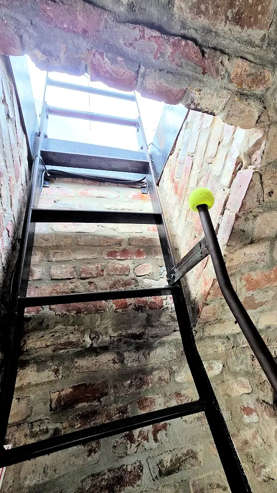The last 10 feet is a vertical ladder.