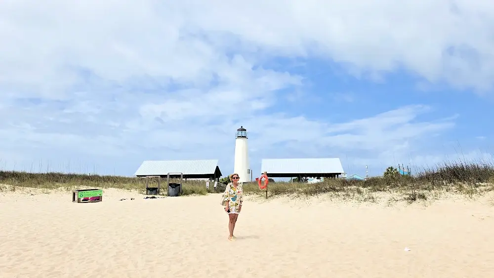 View of the Cape St George lighthouse from the beach.