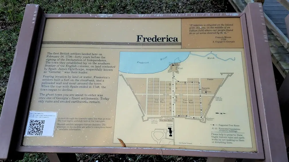 Map of Fort Frederica  and the town of Frederica